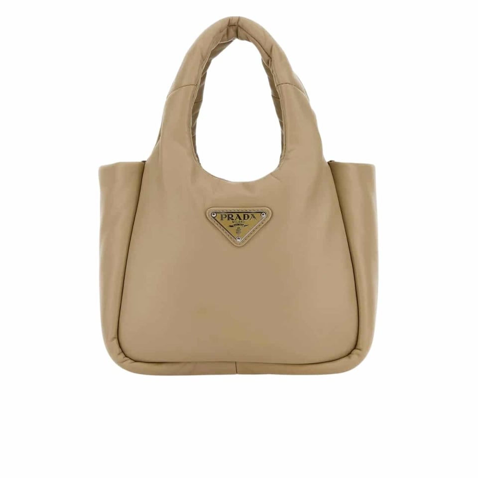Prada Padded Soft Leather Bag Desert Beige 19Cm view 2