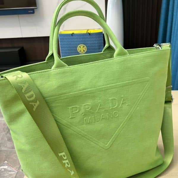 Prada Canvas Tote Bag Fern Green view 5