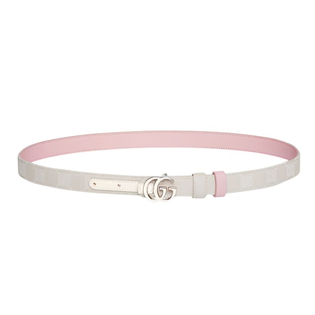 Gucci Reversible GG Marmont Thin Belt Pink And Ivory GG Canvas ‎A002CC FAGA9 8563
