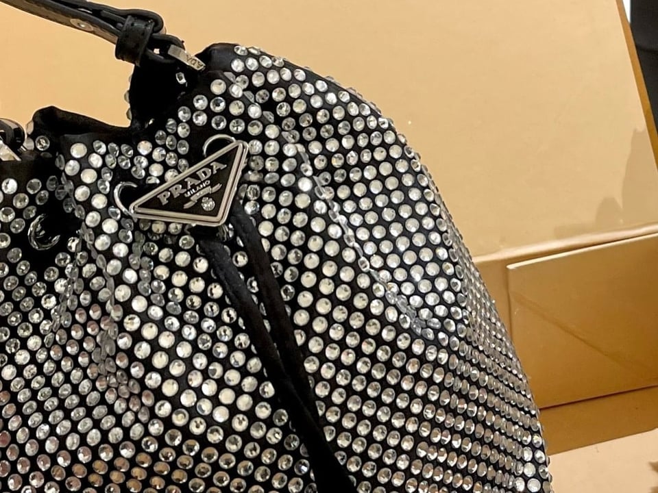 Prada Embellished Satin Pouch Crystal Color 18Cm view 5