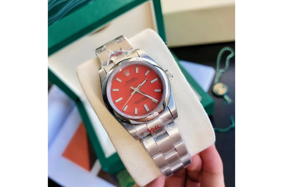 Rolex Oyster Perpetual 31/41mm SS/SS Red/Stk view 3