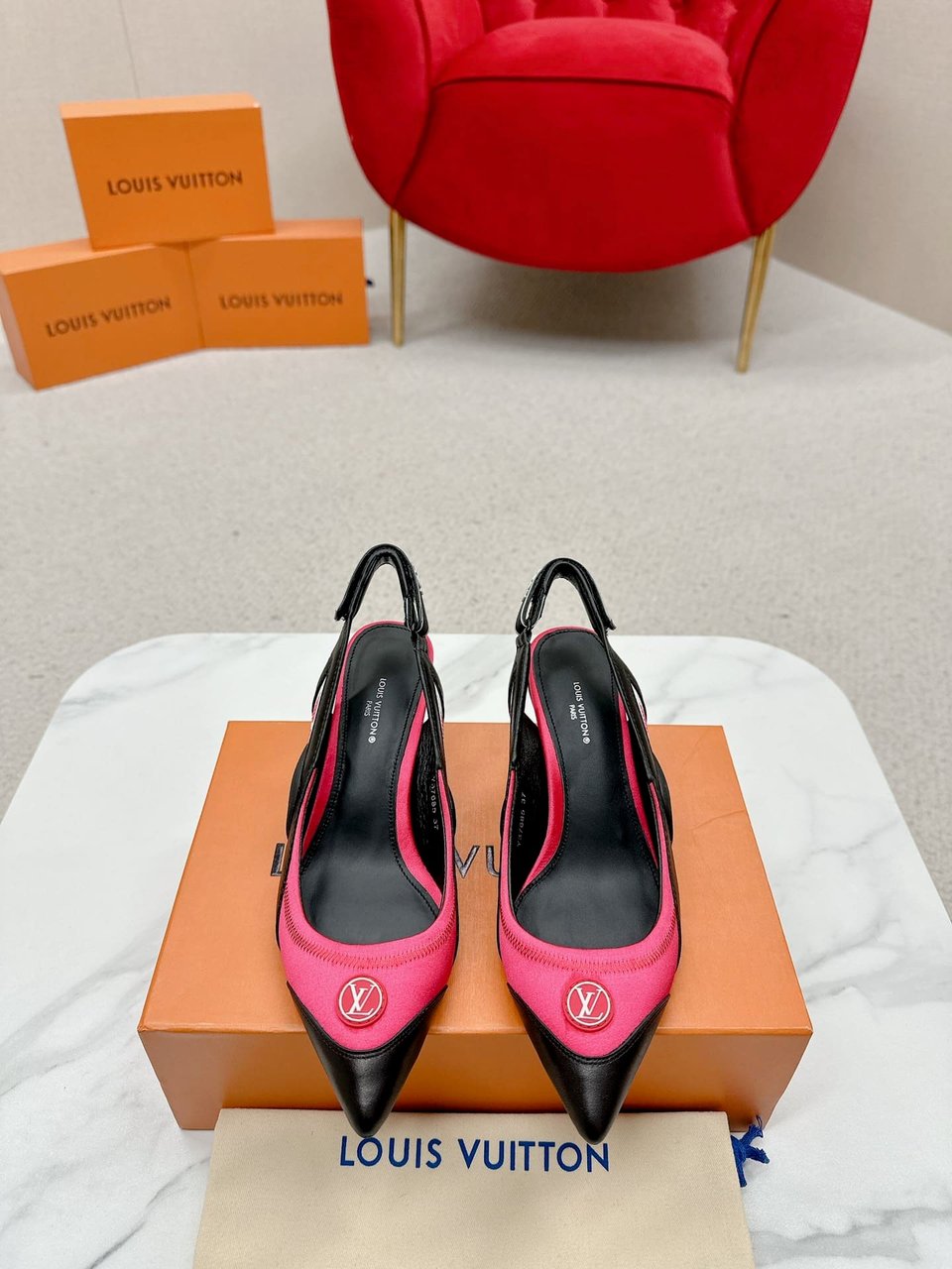 Louis Vuitton Archlight Slingback Pump Black And Pink view 8