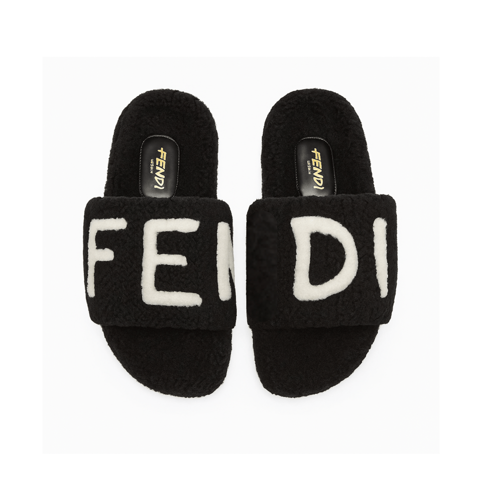 Fendi Fleece Slippers Black view 2