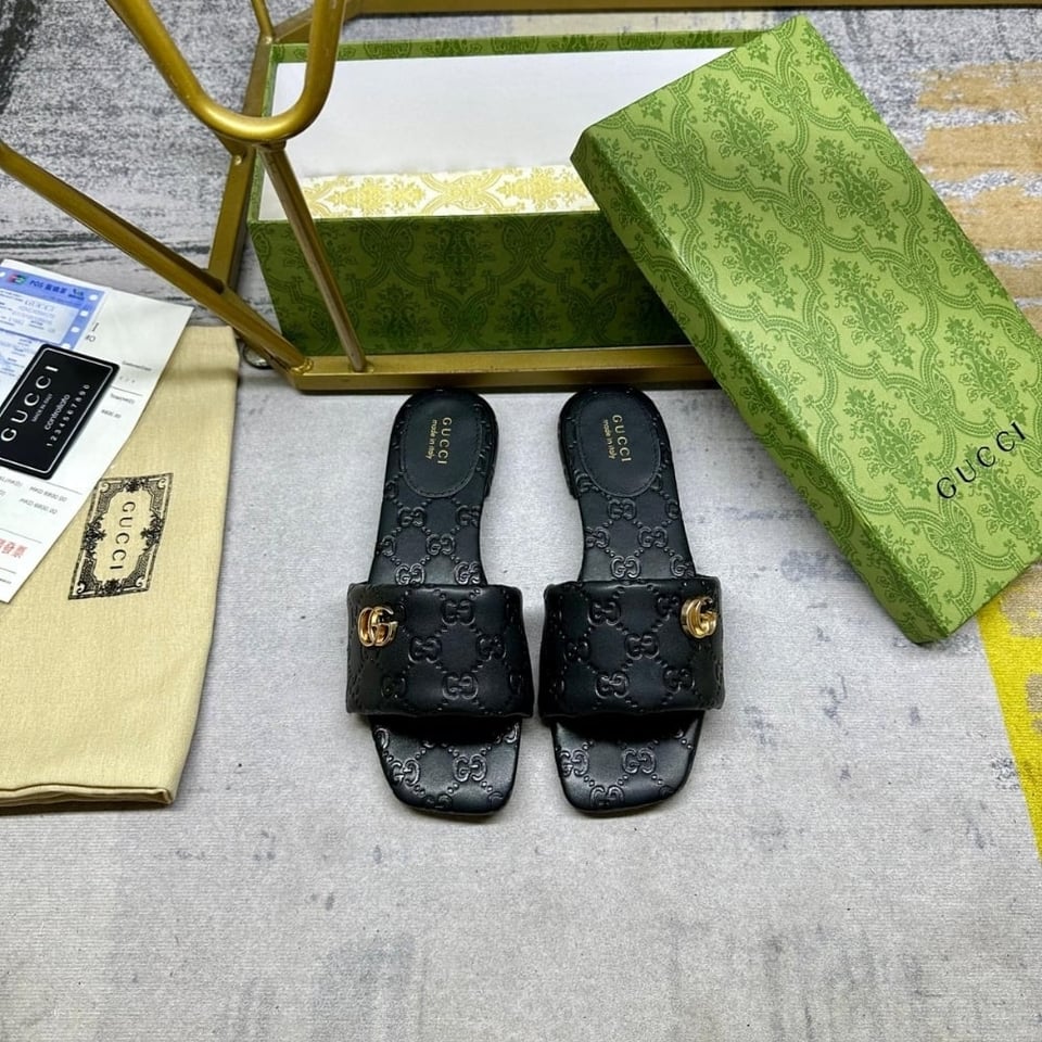 Gucci Women Slide Sandal With Double G Black 816330 Aaea2 1000 view 3