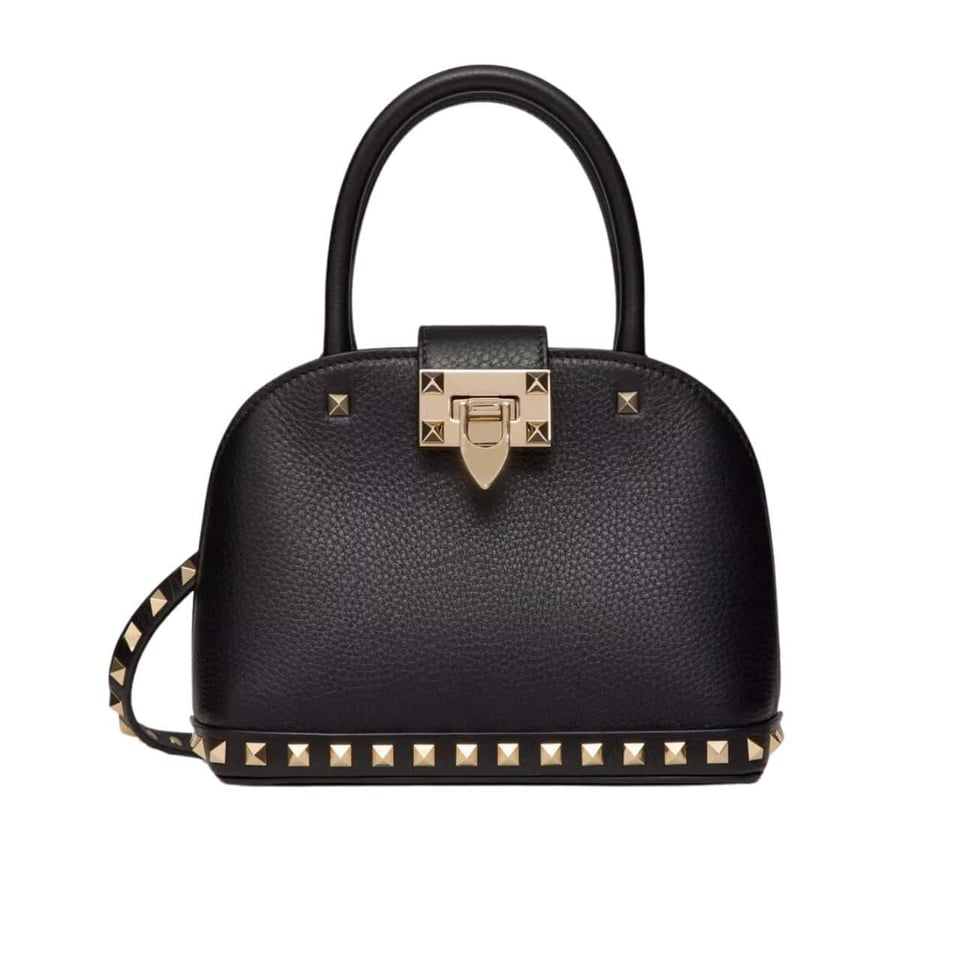 Valentino Garavani Rockstud Handbag In Grainy Black 21Cm view 2