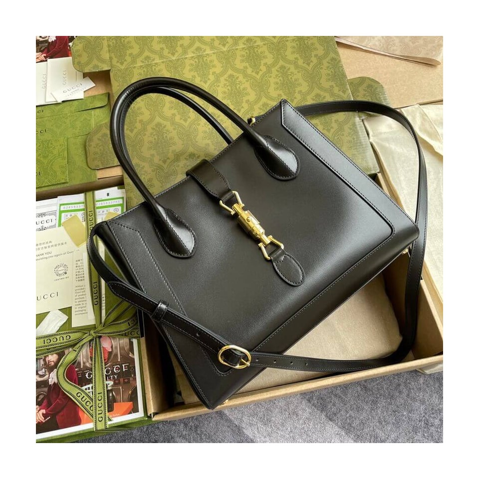 Gucci Jackie 1961 Medium Tote Bag in Black Leather 30cm view 18