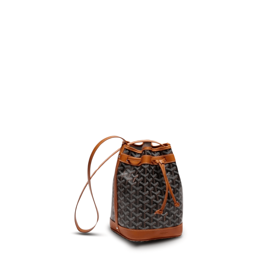 Goyard Petit Flot Bucket Bag 22 Cm Black Goyardine Canvas And Tan Lambskin Trim view 2