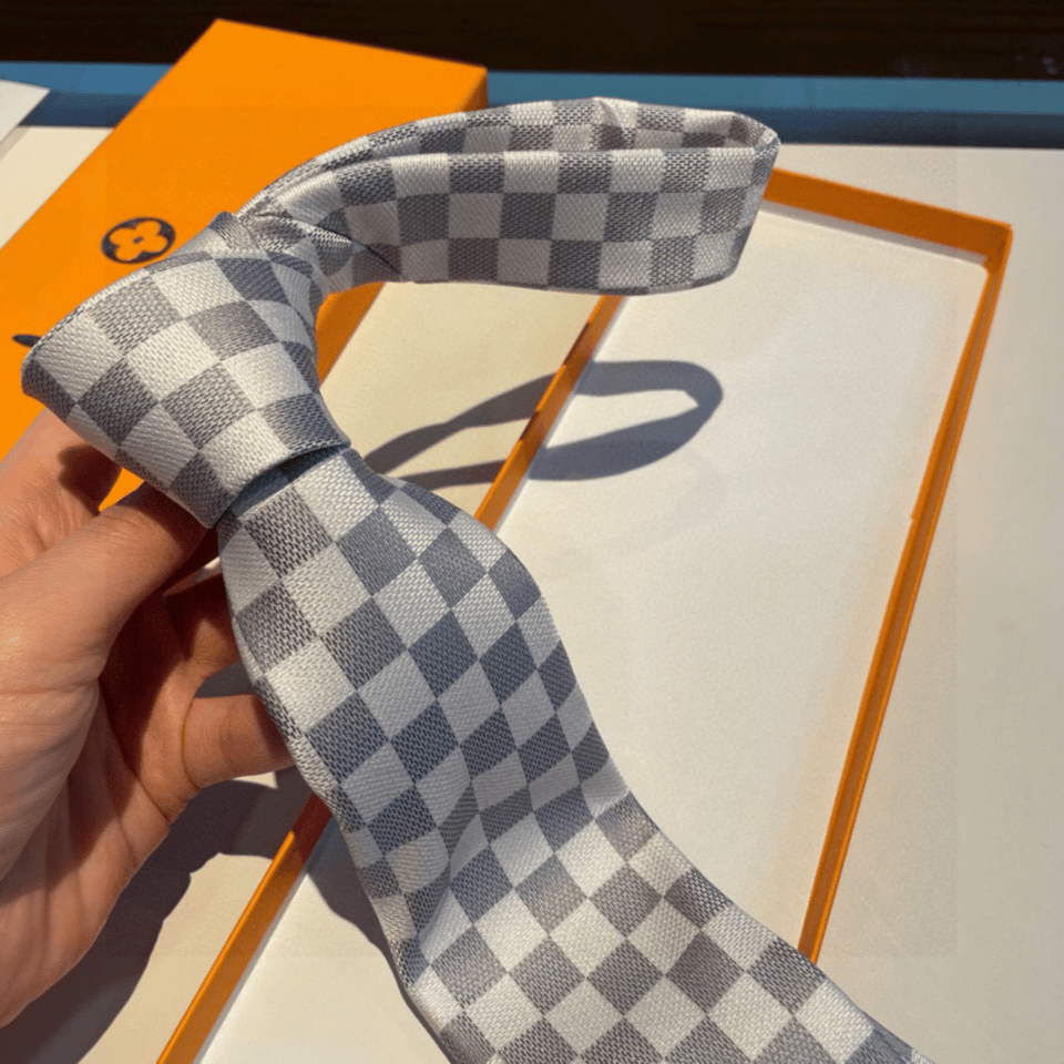 Louis Vuitton Damier Grey – White Canvas Tie For Men view 3