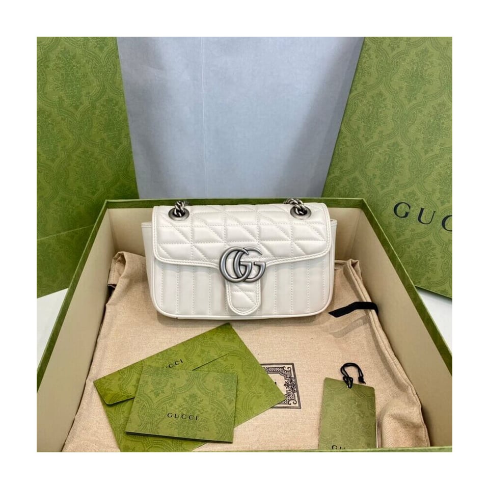 Gucci GG Marmont Mini Shoulder Bag White view 5