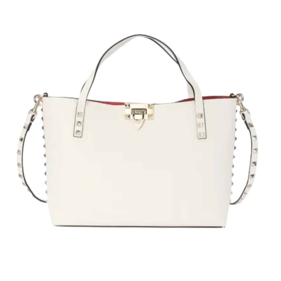 Valentino Garavani Rockstud Small Tote Bag White 28Cm