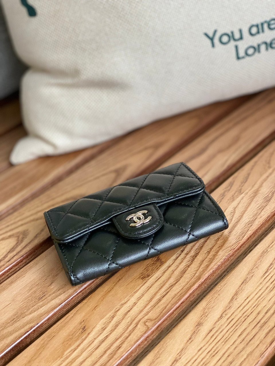 Chanel Small Wallet 11Cm Black Lambskin Silver Hardware view 5
