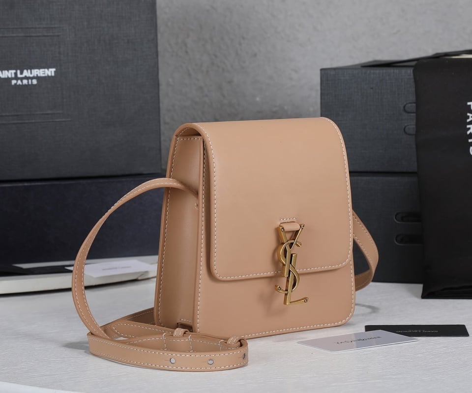 Saint Laurent Kaia North/South Satchel In Leather Beige view 7