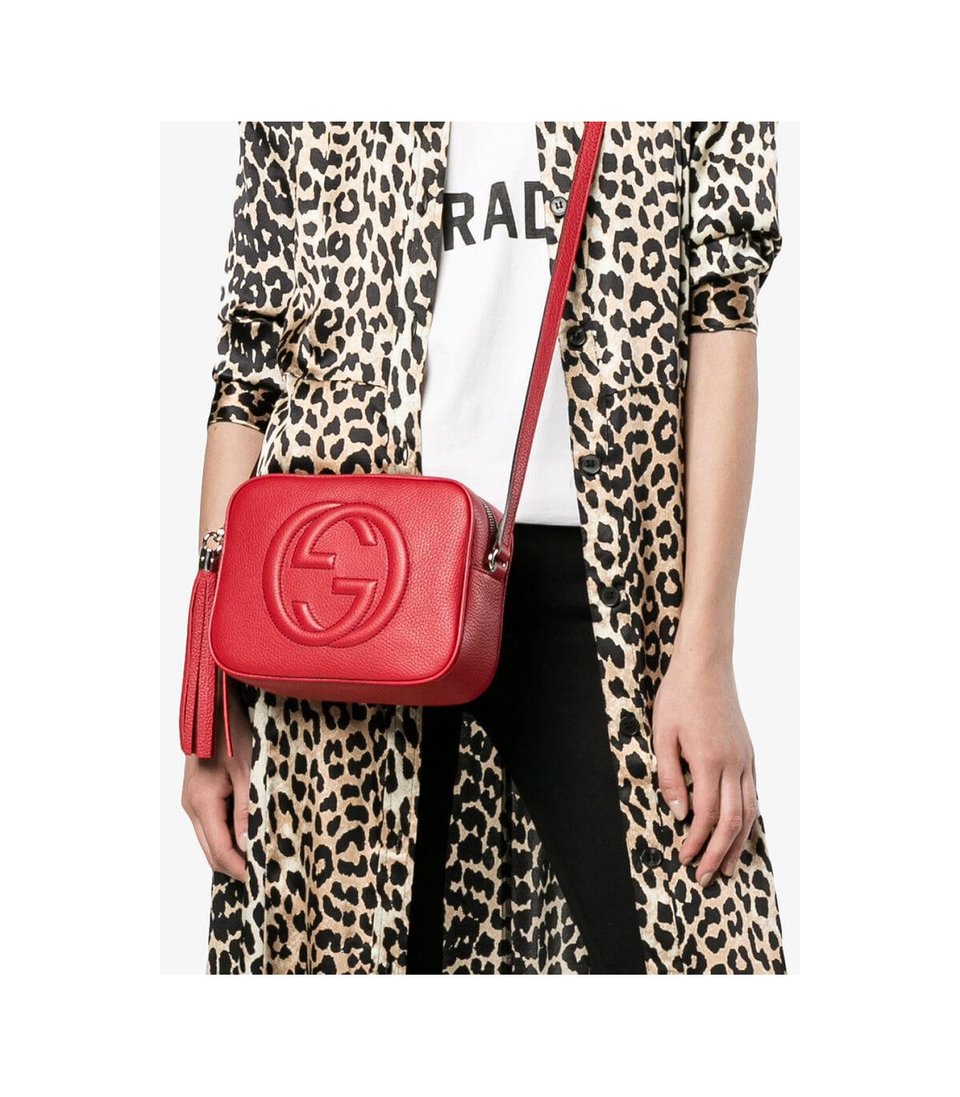 Gucci Soho Small Leather Disco Bag Red view 3