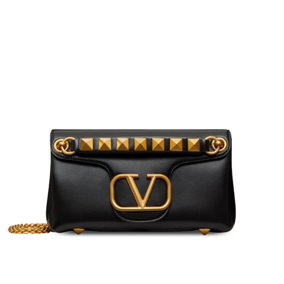 Valentino Garavani Stud Sign Nappa Shoulder Bag Black 28cm view 2
