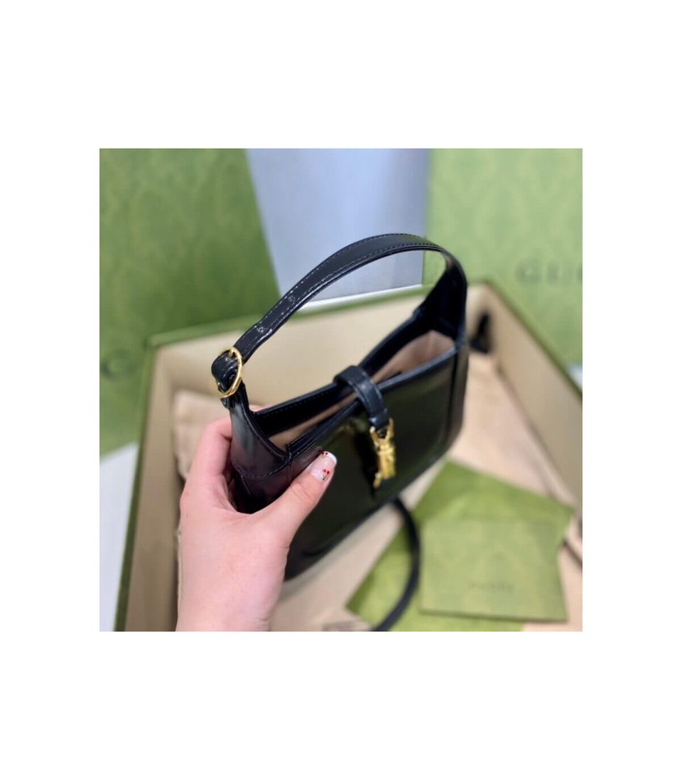 Gucci Jackie 1961 Mini Hobo Bag In Black Leather 19cm view 15