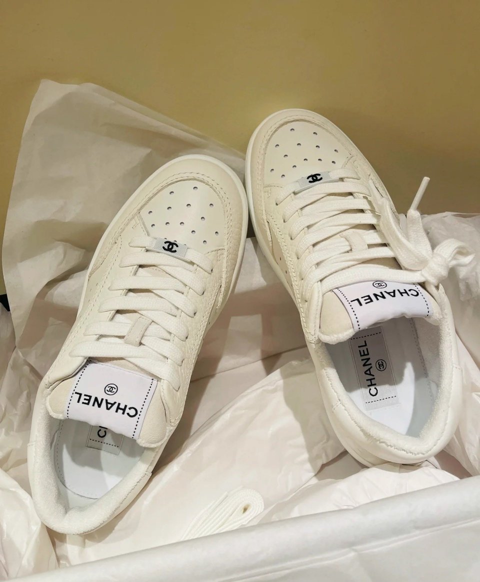 Chanel Logo White Sneakers G38808 For Women view 3
