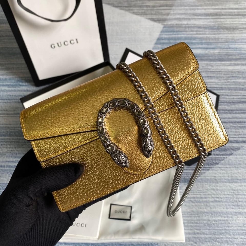 Gucci Dionysus Super Mini Bag in Gold view 2