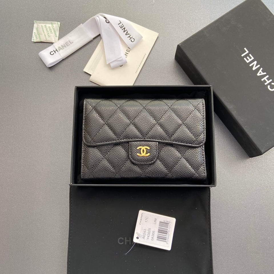 Chanel Wallet 15Cm Black Caviar Gold Hardware view 3
