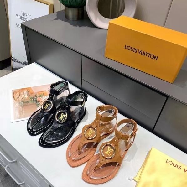 Louis Vuitton Leather Sandals Black view 5