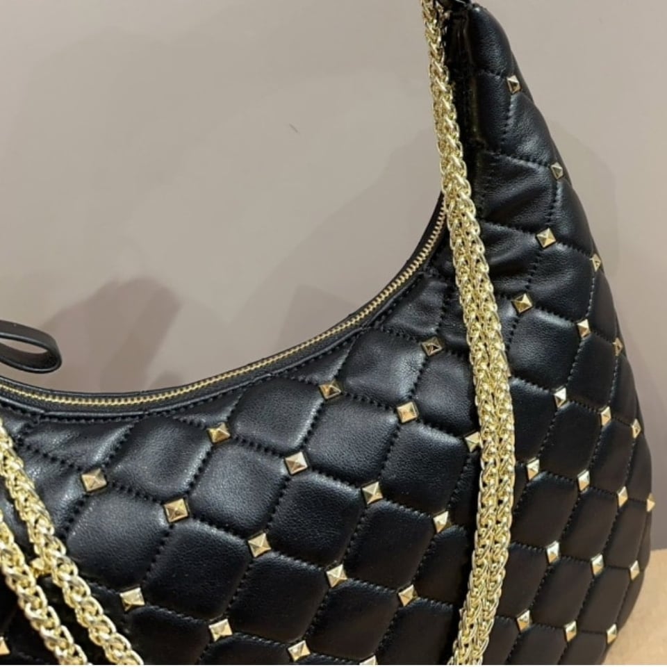 Valentino Rockstud Spike Leather Hobo Bag Black 28Cm 3W2B0M32Was view 6