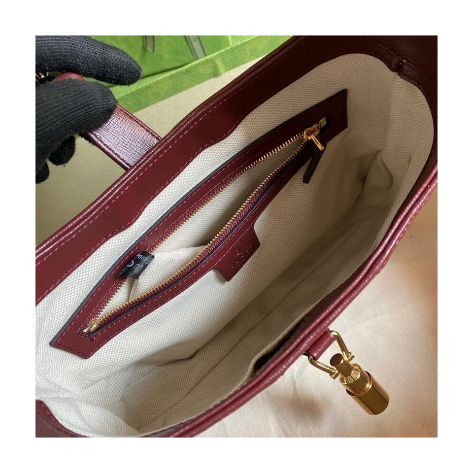 Gucci Jackie 1961 Small Shoulder Bag in Burgundy GG Canvas 28cm view 17