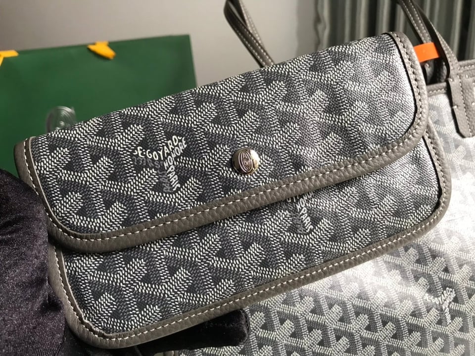 Goyard Hardy Pm Bag 40 Cm Gray Goyardine Canvas And Taurillon Leather Trim view 5