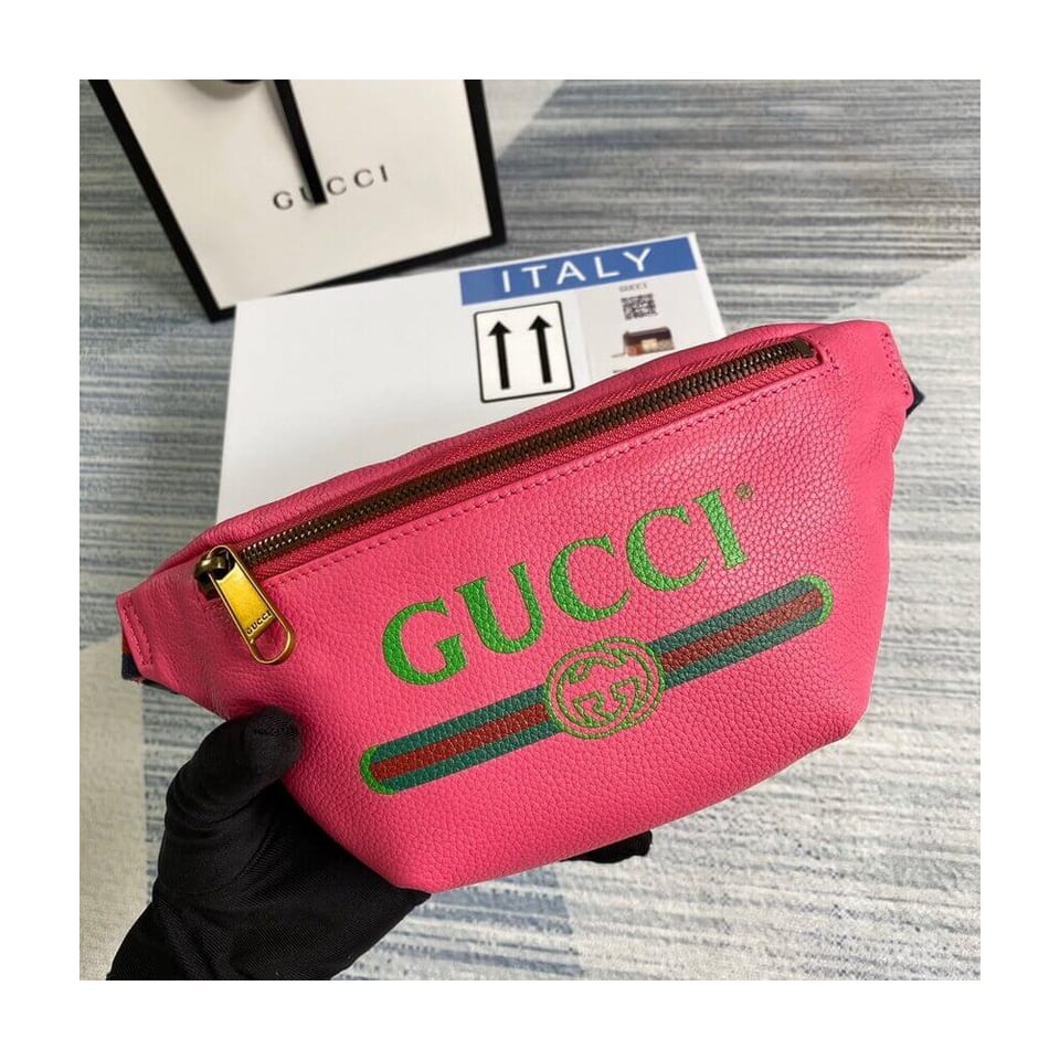 Gucci Print Small Belt Bag Waist Body Rose Red view 3
