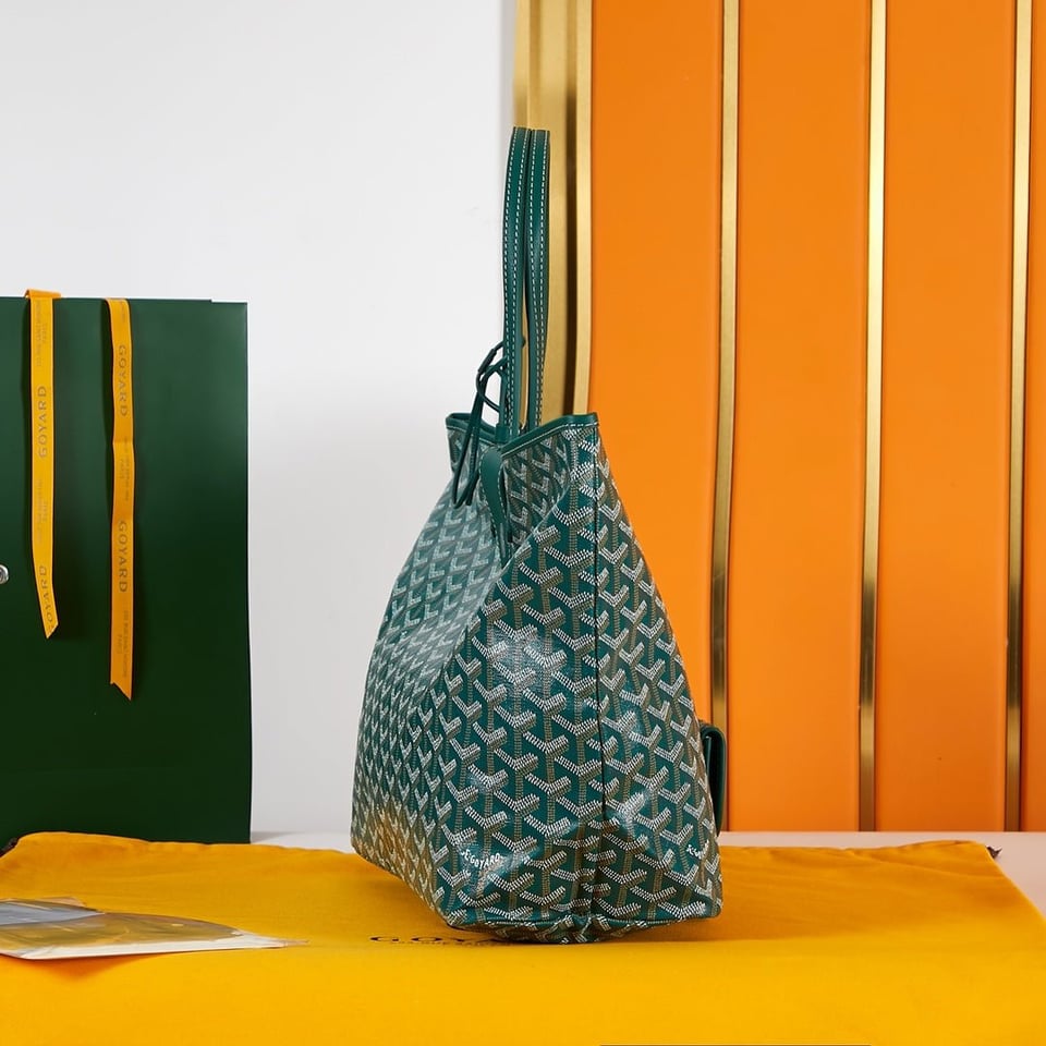 Goyard Saint Louis Pm 34Cm Green Canvas Chevroches Calfskin view 6