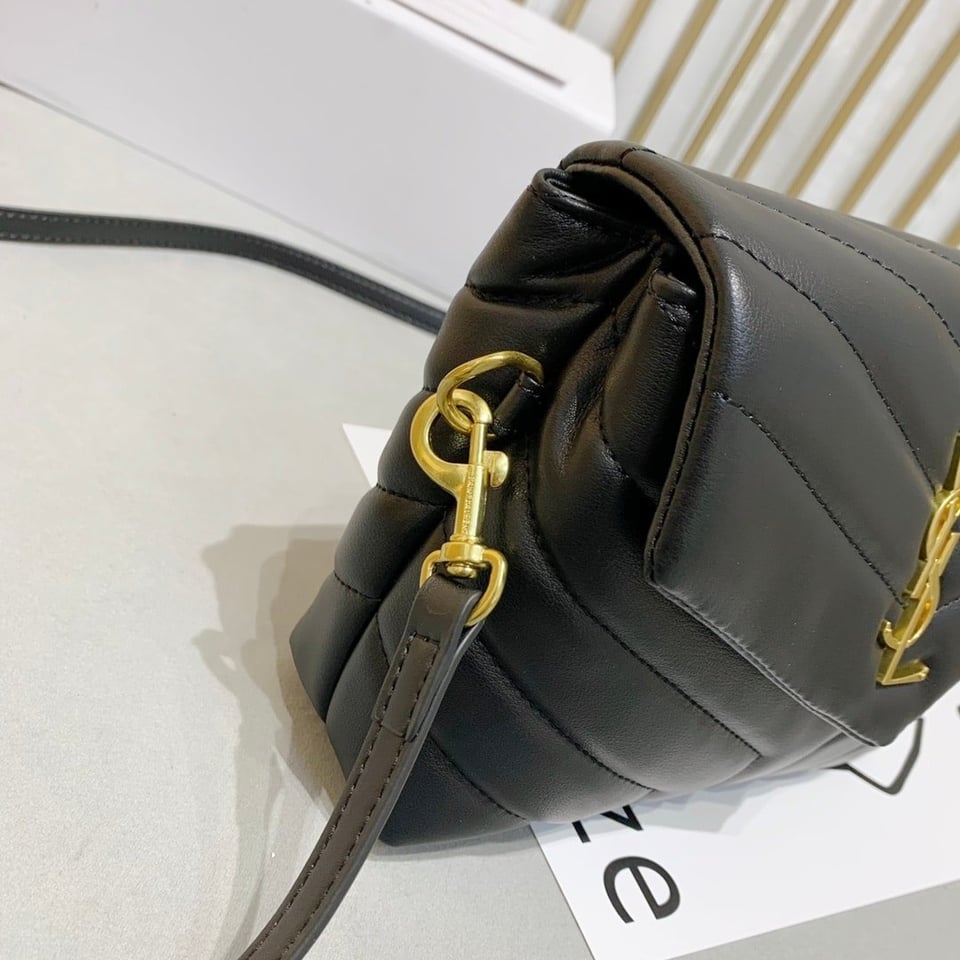 Saint Laurent Loulou Toy Strap Bag In Quilted Y Leather Black view 10