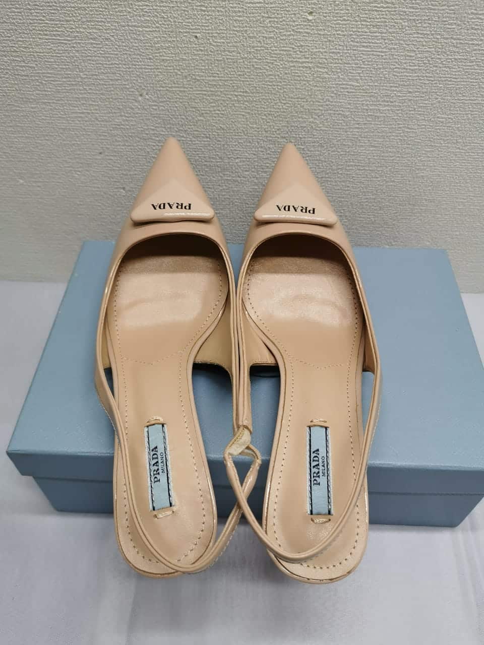 Prada Brushed Leather Slingback Pumps Beige Pink 1I901M055F0236F075 view 5