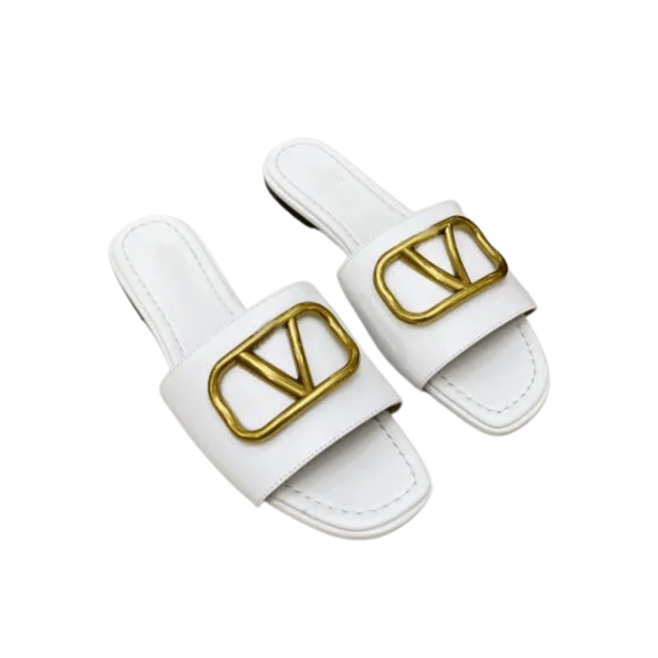 Valentino Garavani Vlogo Signature Slide Sandal White
