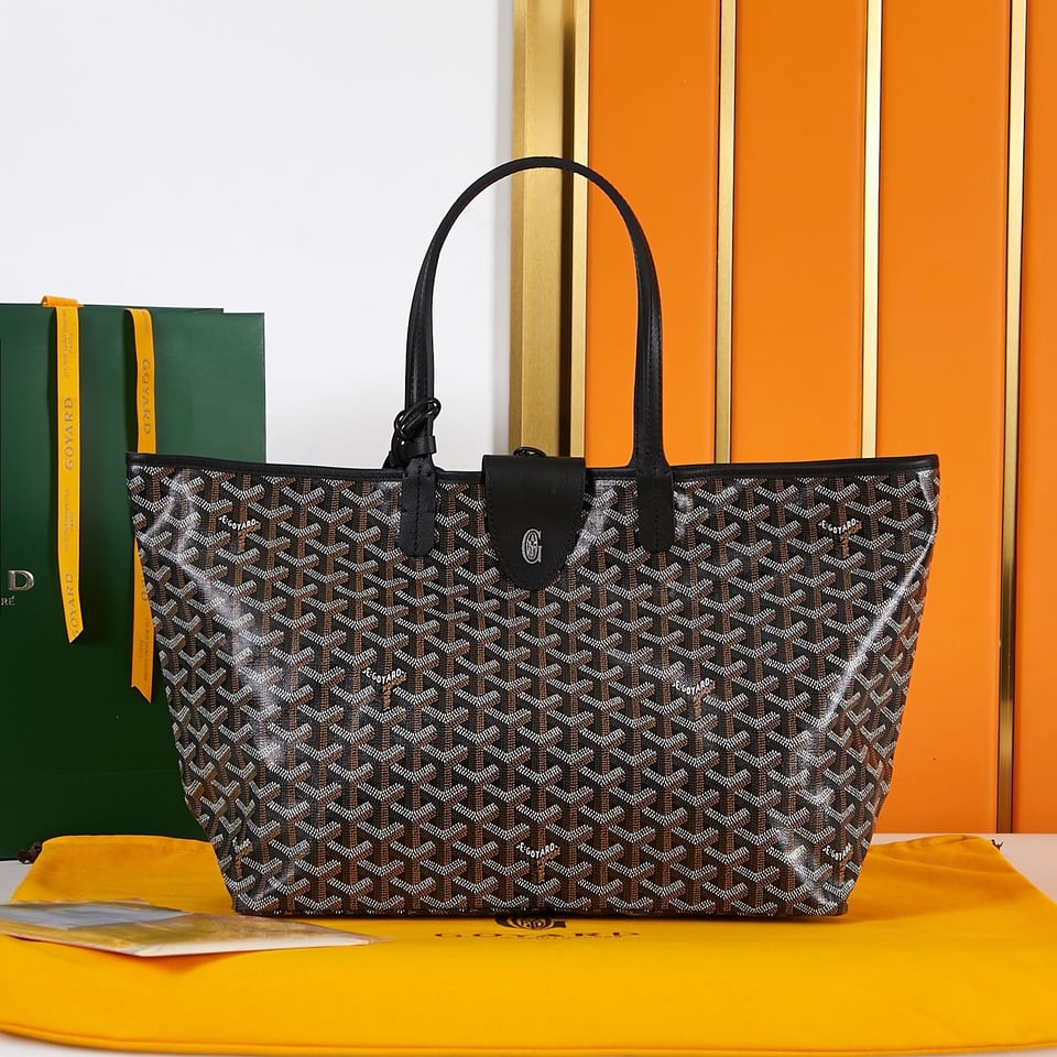 Goyard Saint Louis Pm 34Cm Black Canvas Chevroches Calfskin view 7