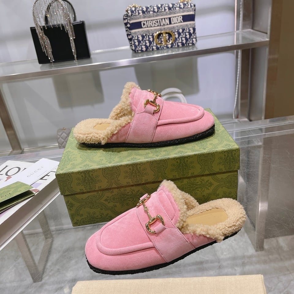 Gucci Women’S Mule With Horsebit Suede Leather Pink view 5