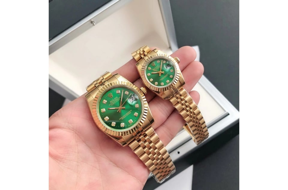 Rolex Datejust 36/28mm RG/RG Jub Green/Dial view 2