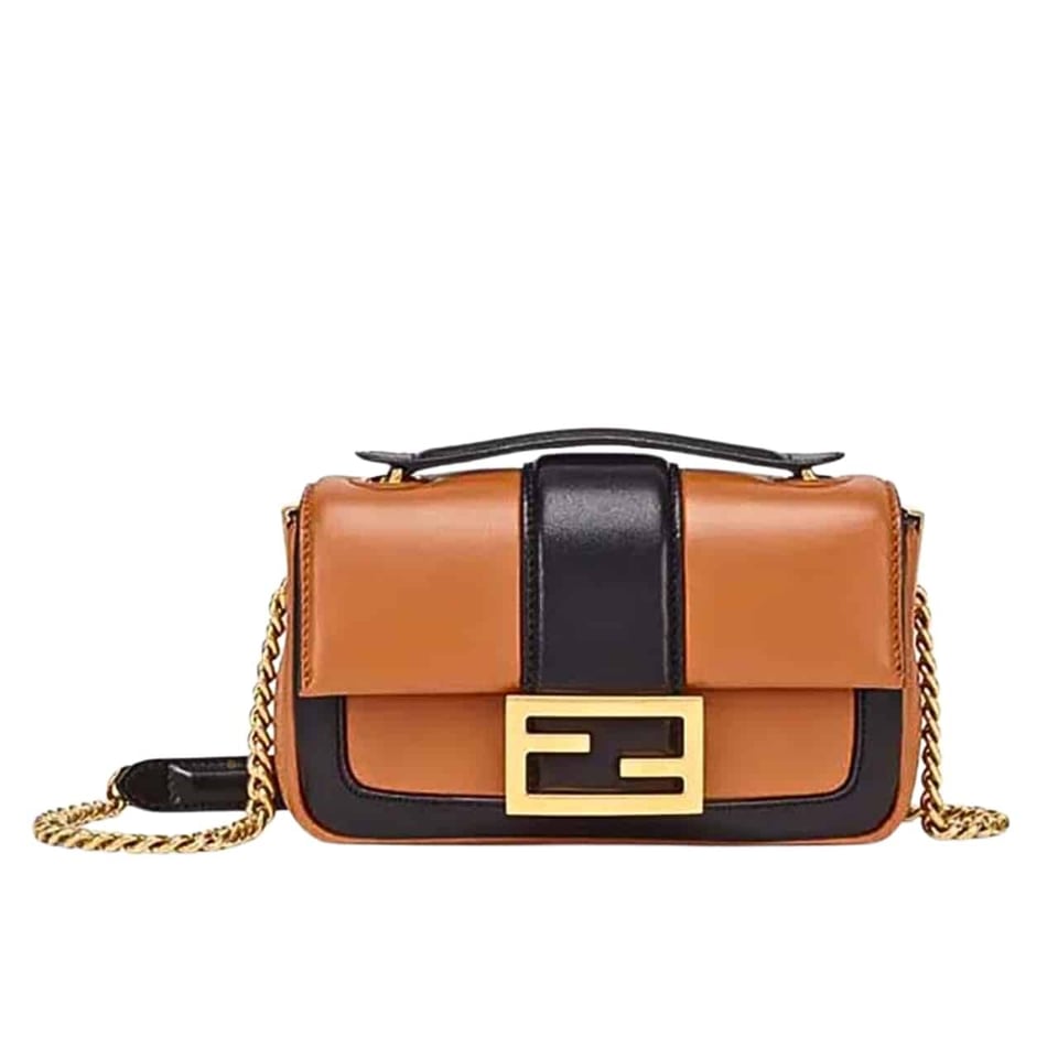 Fendi Women Mini Baguette Chain Shoulder Bag Brown 19Cm view 2