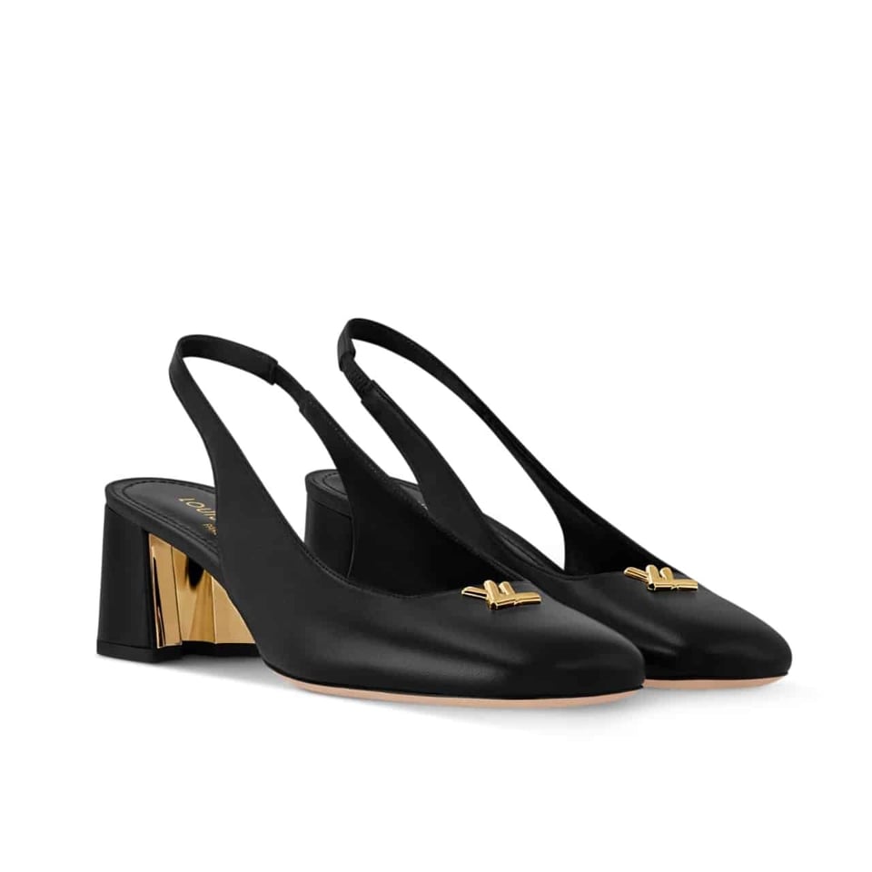 Louis Vuitton Swing Slingback High Heels Black 1Aguc8 view 2