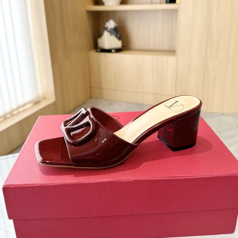 Valentino Vlogo Signature Slide Sandal Burgundy view 3