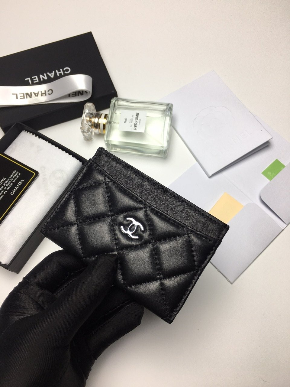 Chanel Card Holder 11.2 Black Calfskin Silver Icon view 3