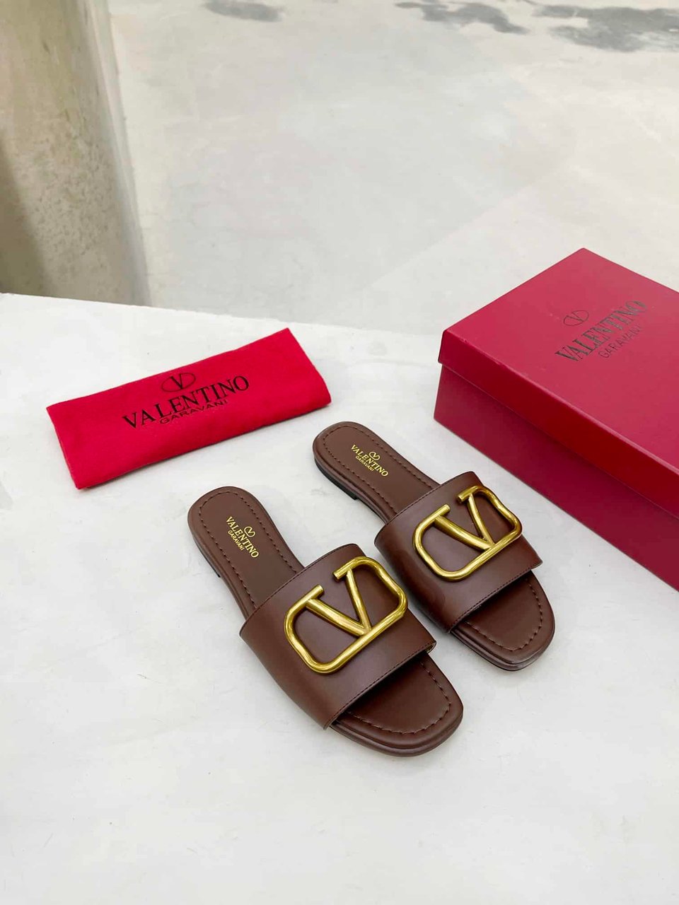 Valentino Garavani Vlogo Signature Slide Sandal Brown view 10