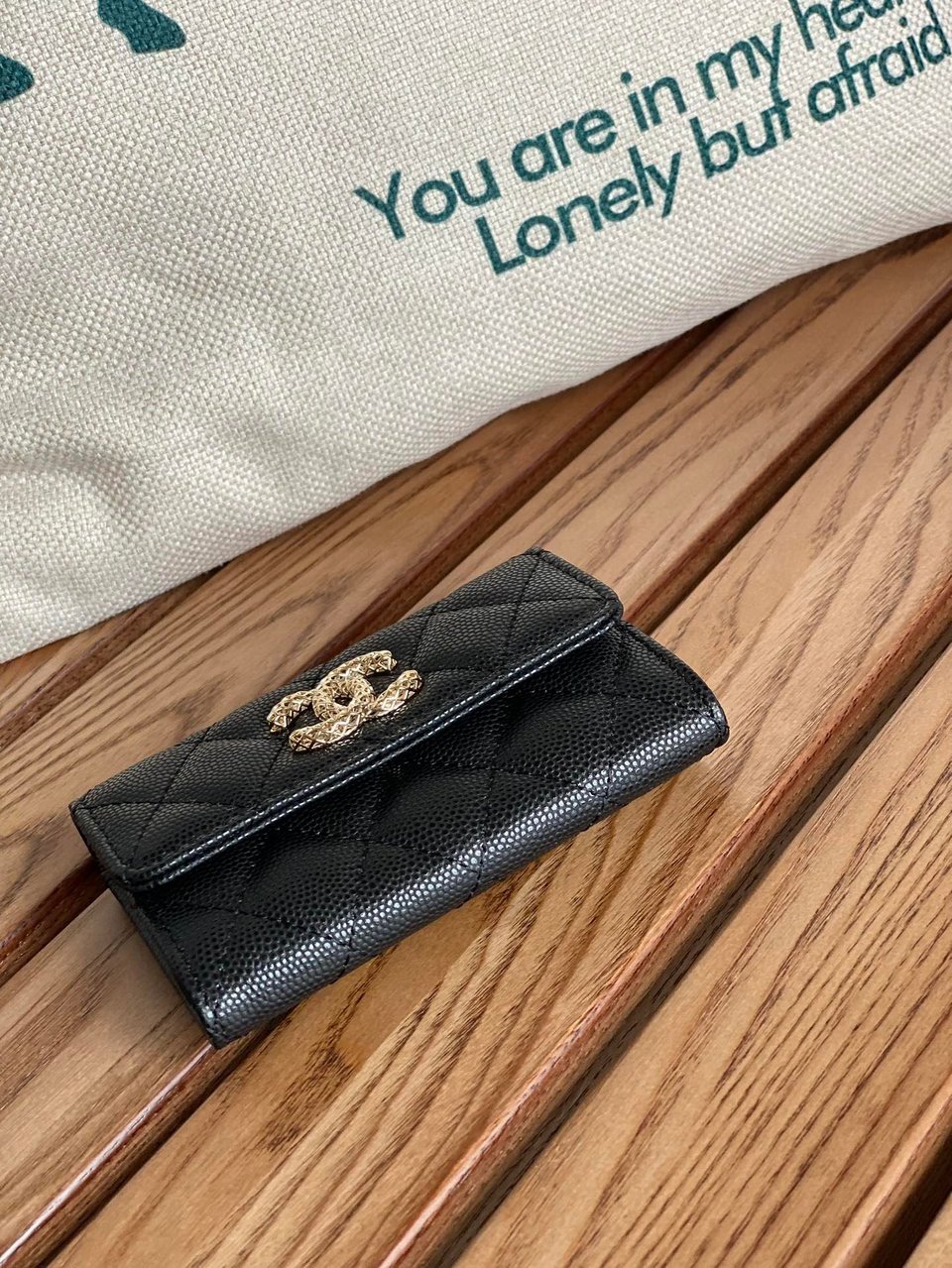 Chanel Small Wallet 11Cm Black Caviar Light Gold Hardware view 6
