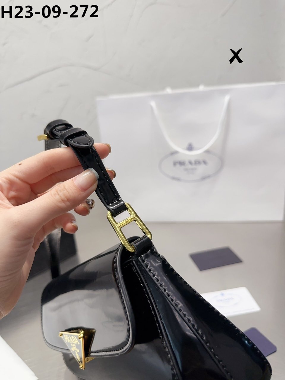 Prada Brushed Leather Bag Black 27Cm view 8
