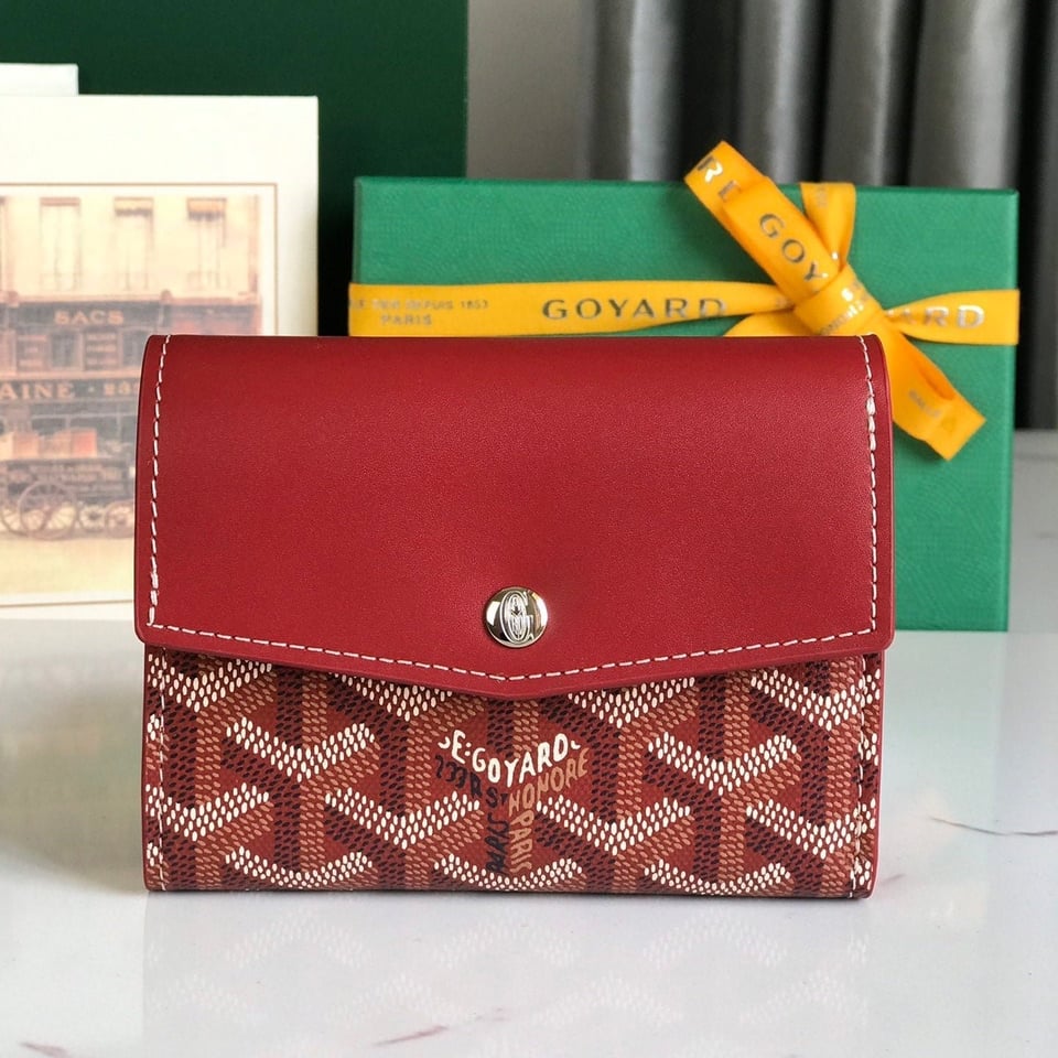 Goyard Saint-Gabriel Wallet Classic Red Calfskin And Goyardine Canvas 12cm view 11
