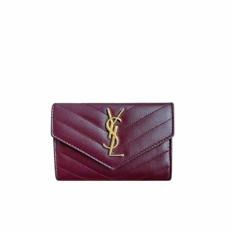 Saint Laurent Cassandre Matelasse Small Envelope Wallet In Grain De Poudre Leather 11Cm view 2