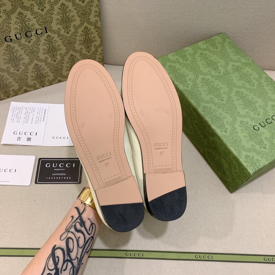 Gucci Women’S Leather Horsebits Loafers White view 5