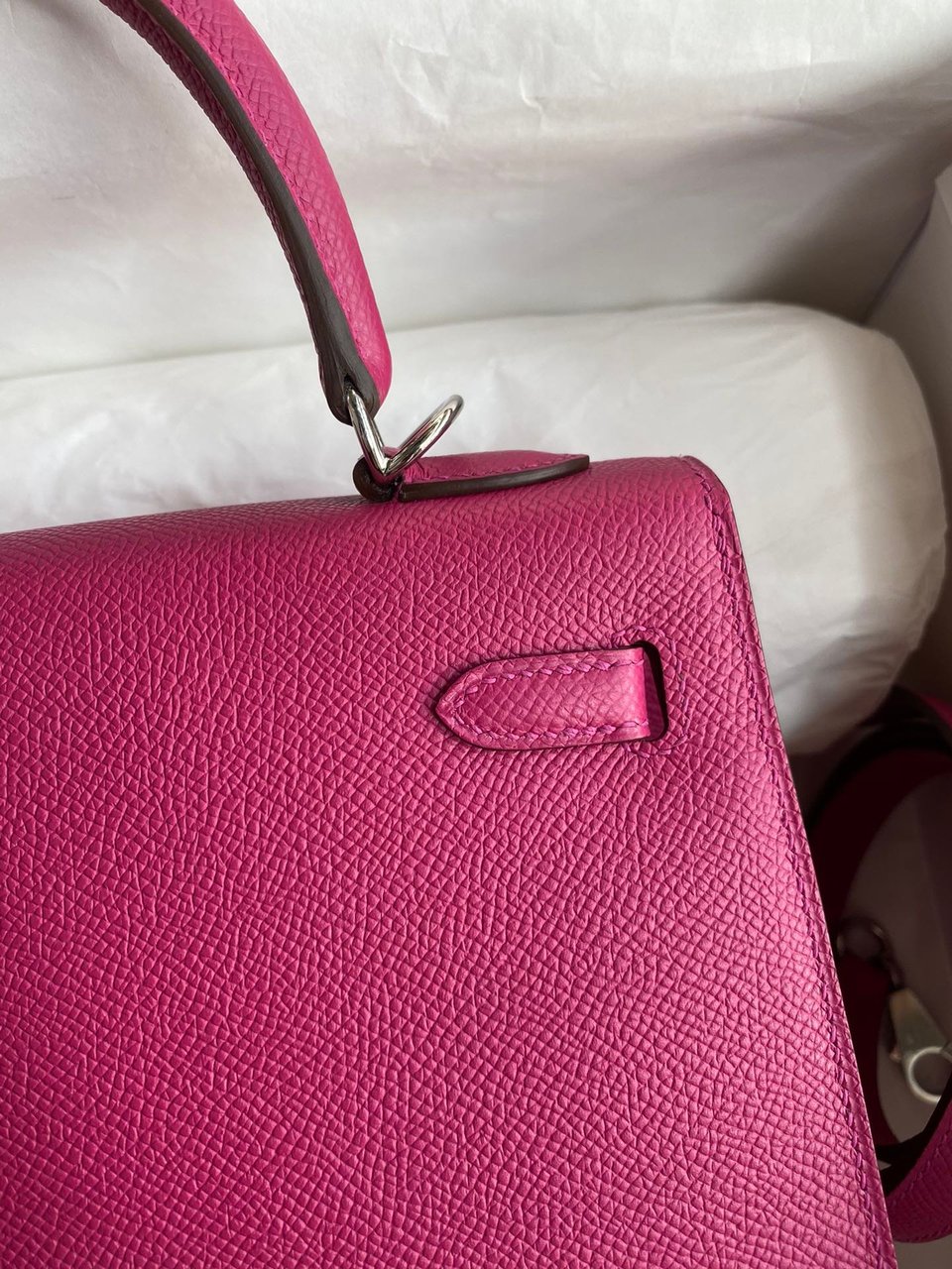 Hermes Kelly 25 Bag In Hot Pink Epsom Leather For Women 25cm/10in view 9