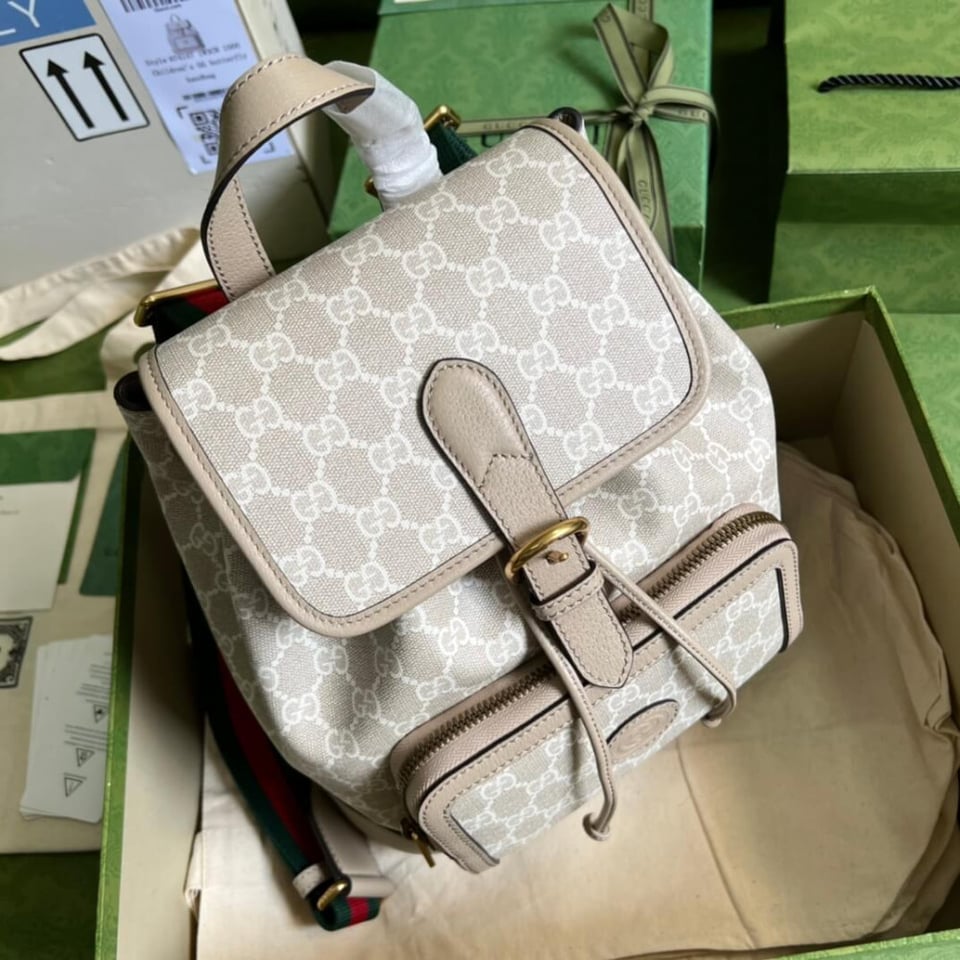 Gucci Backpack with Interlocking G Oatmeal Leather view 9