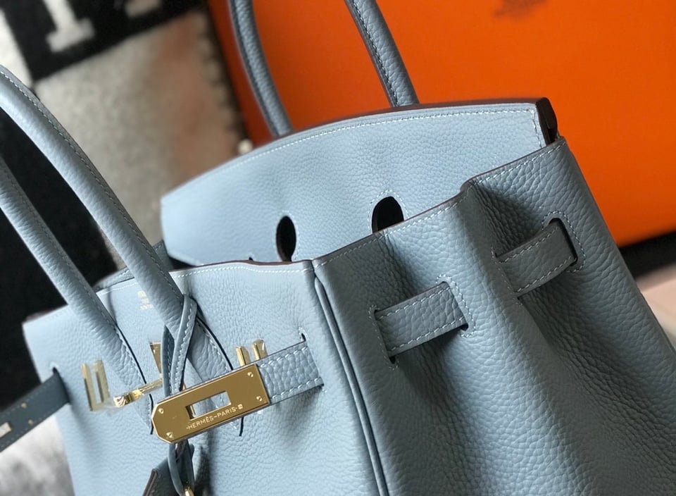 Hermes Birkin 35Cm Sky Blue Togo Leather Gold Hardware view 10