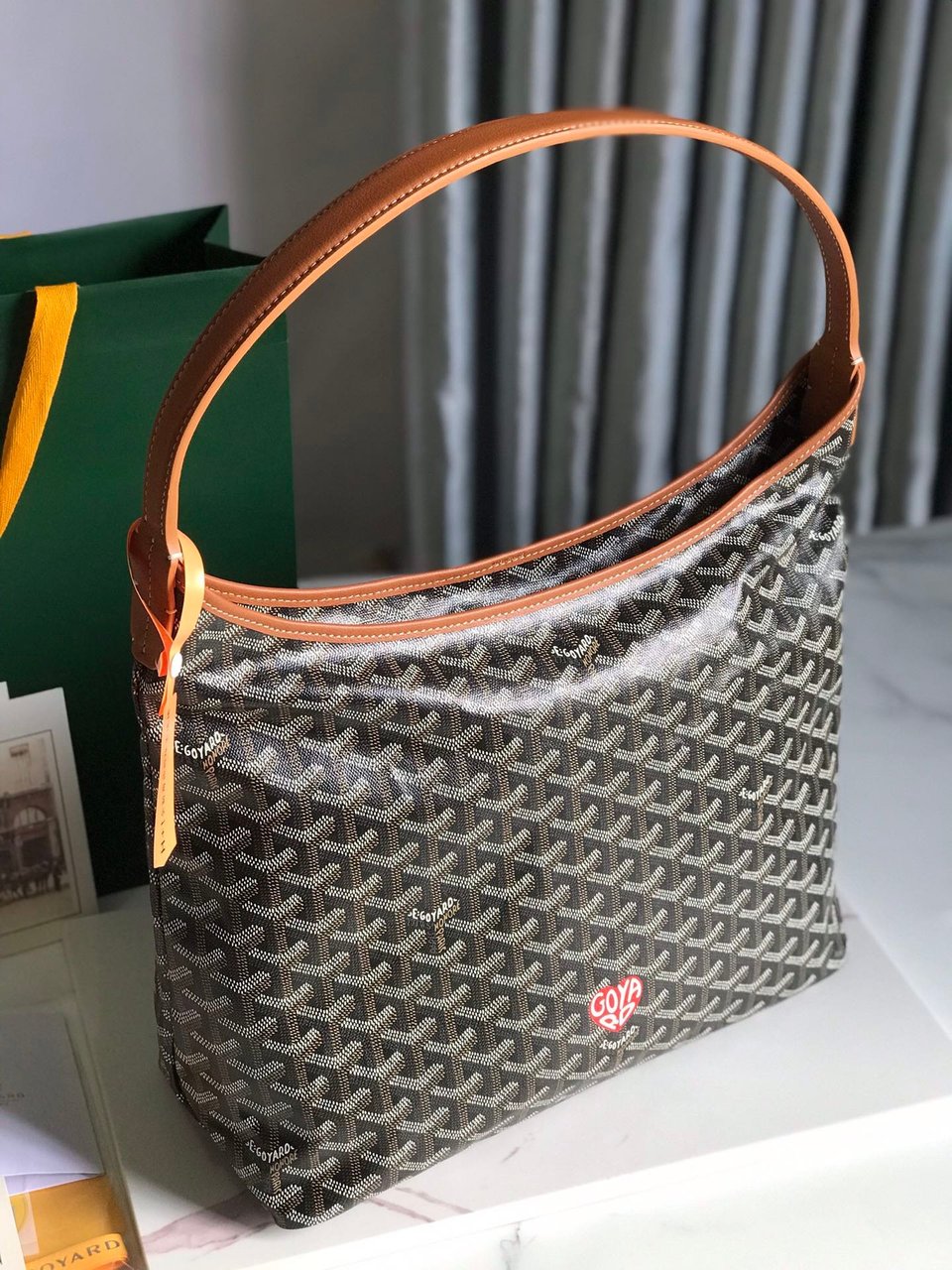 Goyard Hobo Boheme 42Cm Black And Tan Canvas view 9