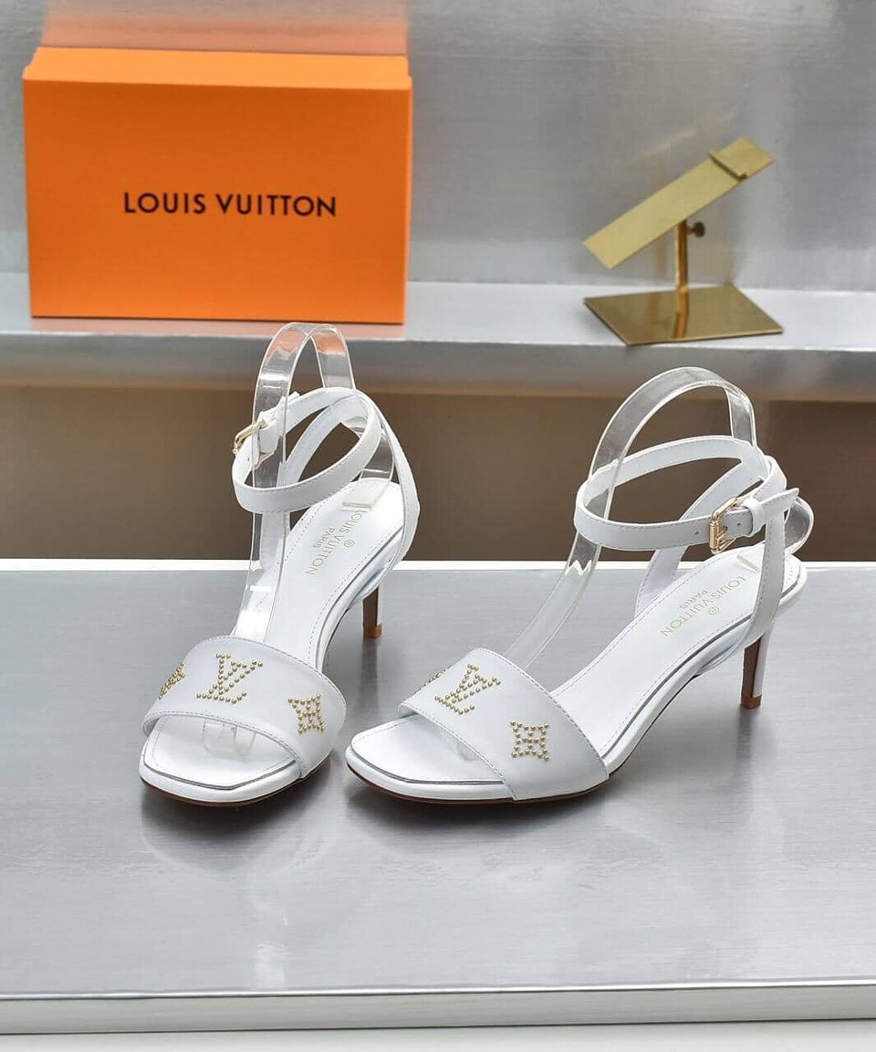 Louis Vuitton Open Toe High Heel Sandals White view 6