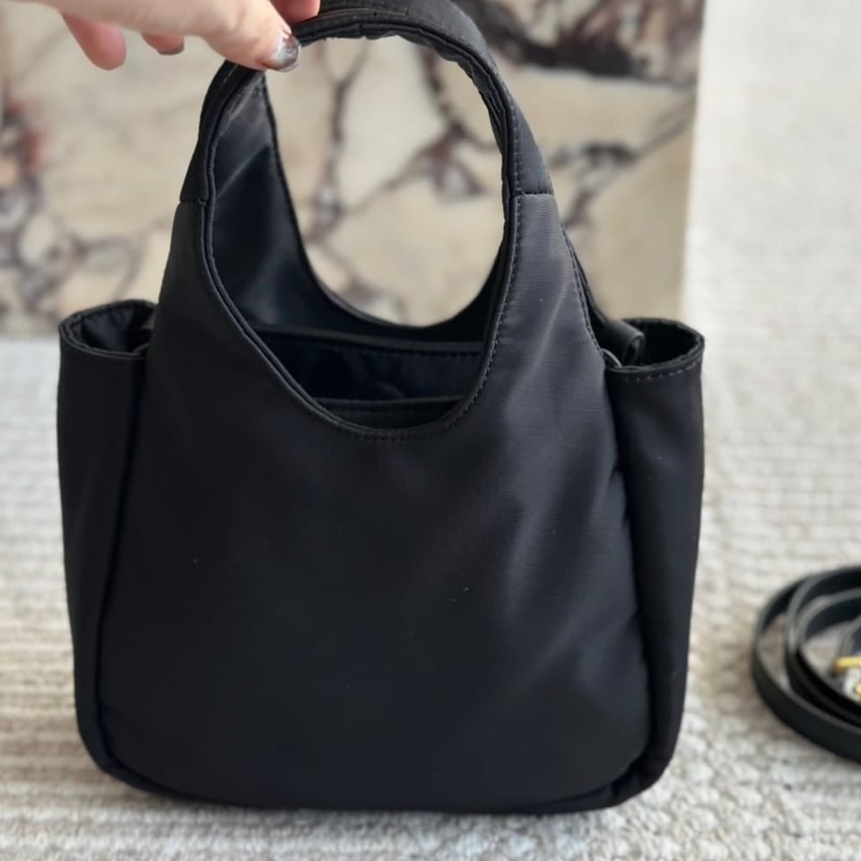 Prada Re Nylon And Nappa Leather Mini Bag With Bow Black 20Cm view 4